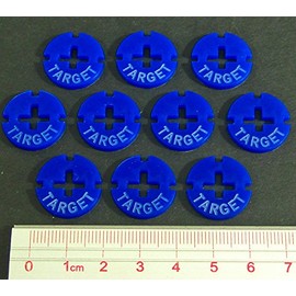 LITKO Target Command Token Set | Gaming Aid Pieces | Compatible with Flames of War, Bolt Action, Axis & Allies | WH40K | Napoleonic | Ancients | 10 Pack (Blue)