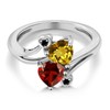 Gem Stone King 925 Sterling Silver Yellow Citrine Red Garnet