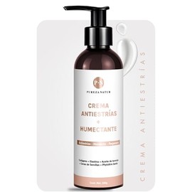 PUREZA NATUR Crema corporal anti estrias prevencion cicatrices y marcas por embarazo | Loción reductora de estrías (stretch marks) con Colágeno, Elastina, Ceras de semillas, Aceite de toronja 250g