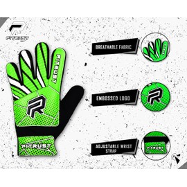 Fitrust Football Goalkeeper Gloves with Super Grip 3mm Latex & Protection Palms Soccer Goalie Gloves for Kids Children Youth (Green, 4)