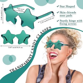 2 Pieces Star Shape Sunglasses Multicolor Rimless Star Sunglasses Love Star Shaped Glasses Fashion Star Oversized Fashion Sunglasses Eyewear for Women, Green