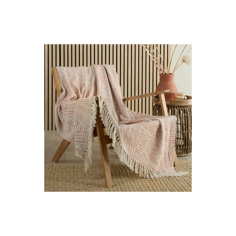 Appletree - Terracotta Geometric Throw/Blanket (180 x 130cm) - 100%