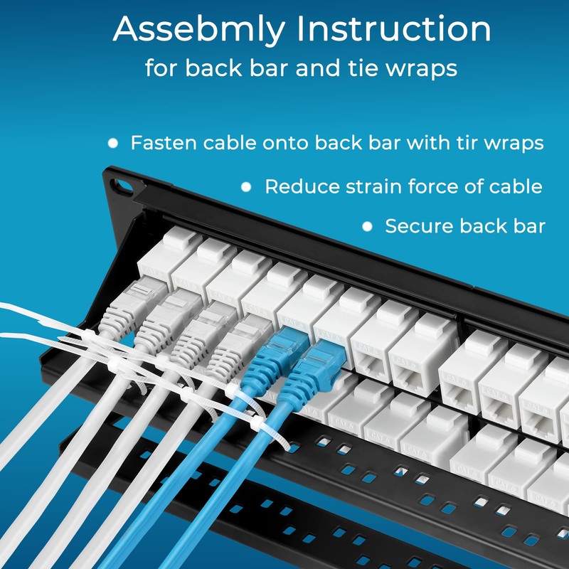 Rapink Patch Panel 48 Port Cat6 with White Inline Keystone