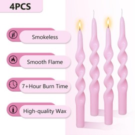 Spiral Taper Candles Pink Twisted Candlesticks Pastel Candle Sticks Long Tapered Candles Unscented Twirl Candle Tall Smokeless Candle for Home Décor Weddings Holiday