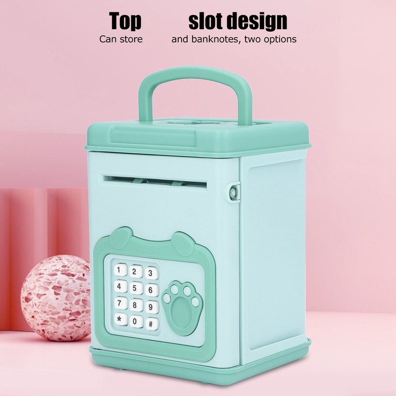 Fingerprint Password Cash Piggy Bank for Kids Auto Scroll Paper