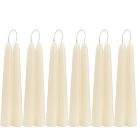 6 inch Short Natural White Beeswax Candles Set of 12, Smokeless Dripless Pure Organic Beeswax Taper Candles for Dinner Decoration Ritual Emergency (Cream)