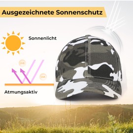 PONCEAU Baseball Cap Boys Baseball Cap Sun Hat Kids Hat Snapback Cap Kids Adjustable Cap Hat Camouflage Cap Army Cap, Black and white camouflage