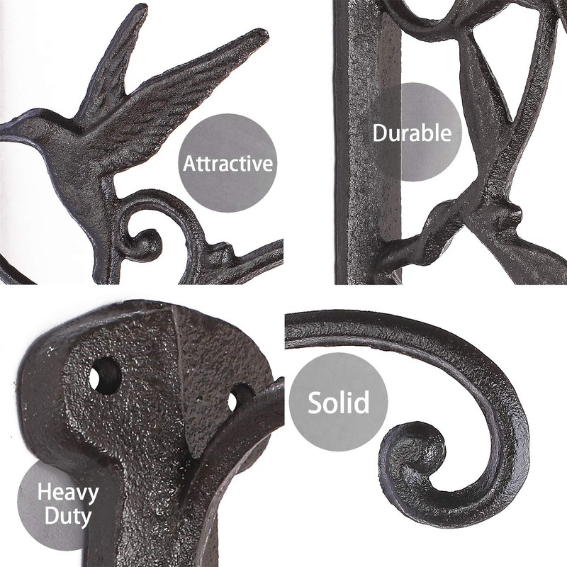2PCS Plant Hangers Outdoor Plant Hooks for Wall/Fence, Hummingbird Hanging