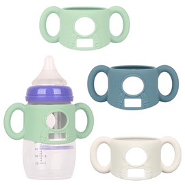 HUAKENER 3 Pack Baby Bottle Handles, Silicone Handles for Lansinoh Baby Bottles, Compatible with Lansinoh Anti-Colic 8oz and 5 oz PP Material Baby Bot