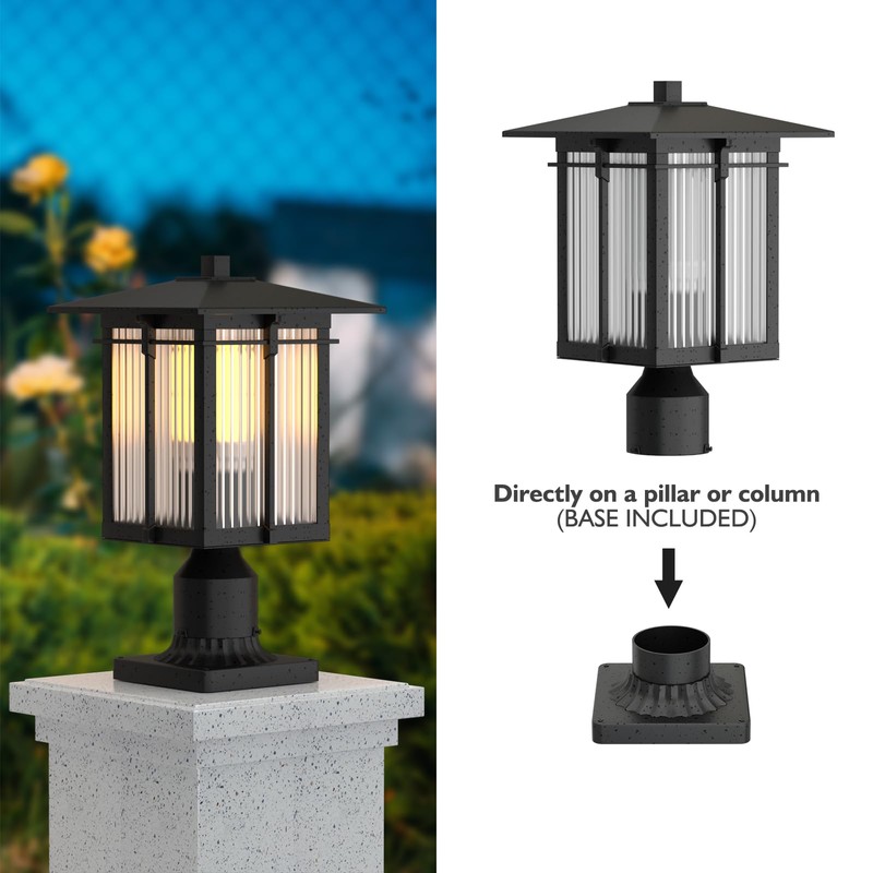 Yoenecea Modern Outdoor Post Light, Aluminum Lamp Post Light Fixture