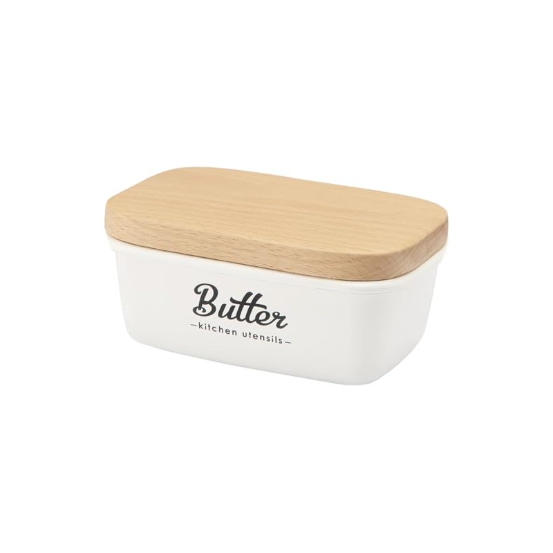 Lilly White Enameled Butter Case, White, Size: Approx. W15, D10,