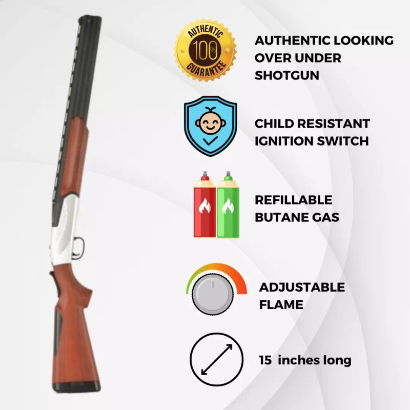 G.E.I. Over Under Shotgun BBQ Lighter Multipurpose Novelty Unique Classic