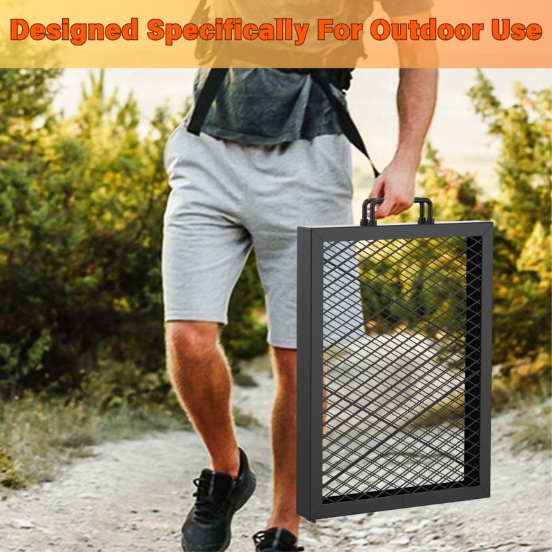 only fire Foldable X-Marks Fire Pit Cooking Grate, Portable Rectangle