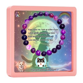 SODLYUE Pet Memorial Gifts, Dog Memorial Gifts Bracelet for Beloved Dog Husky, 8MM Amethyst Pet Sympathy Bracelet for Women Who Loss of Pets,Dog Bereavement Sympathy Gift