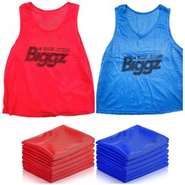 Biggz Soccer Starter Kit - 48 Mesh Colored Vest with (2) Size 5 Soccer Balls and (2) Pumps + Bonus 25 Cones