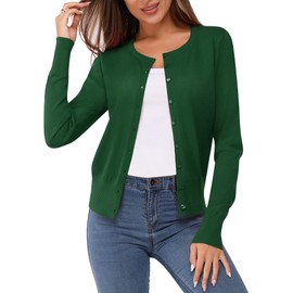 VOTEPRETTY Cardigans for Women UK Lightweight Ladies Short Top Sweater Knitwear Shrugs(Green,M)
