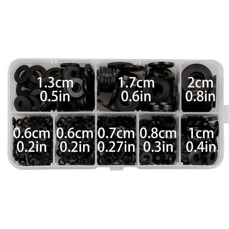 500-Pack Nylon Washers,Black Flat O-Ring Seals & Spacers,Tap Sealing Gasket