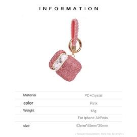 Sparkly Diamond Case for AirPods with Keychain, Shockproof Protective Premium Bling Rhinestone Cover Skin Compatible with AirPods Charging Case 2 & 1(Pink+Gold Plated)