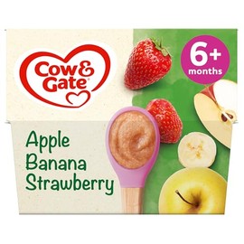 Cow & Gate Apple Strawberry & Banana Baby Food Fruit Pot Multipack 6+ Months 4x100g