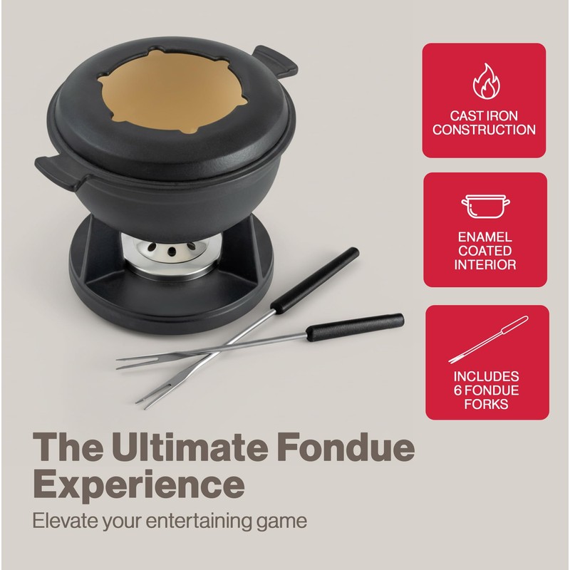 Swissmar Lucerne 10 Piece Cast Iron Fondue Set - Ideal