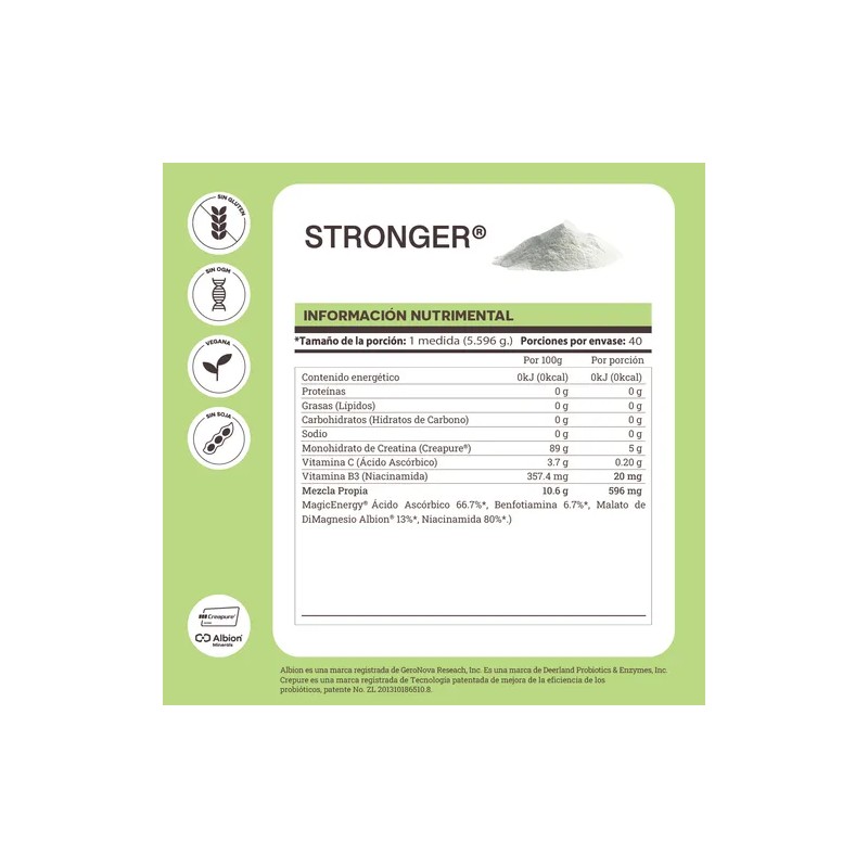 Suplemento En Polvo Creatina Monohidratada Creapure Stronger Sin Sabor