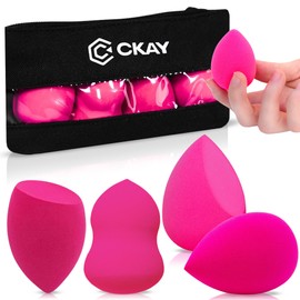 CKAY® Makeup Sponge for Face Set of 4 Professional Makeup Sponges + Storage Bag Professional Makeup Sponges Latex Free