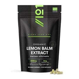 Organic Lemon Balm Extract 4800mg - 8mg Rosmarinic Acid from High Strength 6:1 Extract - 90 Vegan Capsules - Resealable and Recyclable Pouch by Alpha01