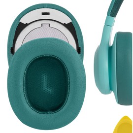 GEEKRIA QuickFit Protein Leather Replacement Ear Pads for JBL E55BT Headphones Ear Cushions, Headset Earpads, Ear Cups Repair Parts (Green)