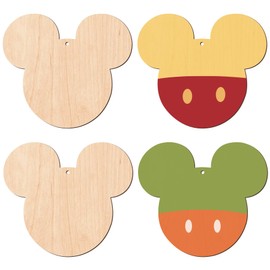 12-Inch Large Wooden Mouse Head Cutout – 4 Pack Unfinished Wood Ornament for DIY Crafts, Painting, and Home Décor