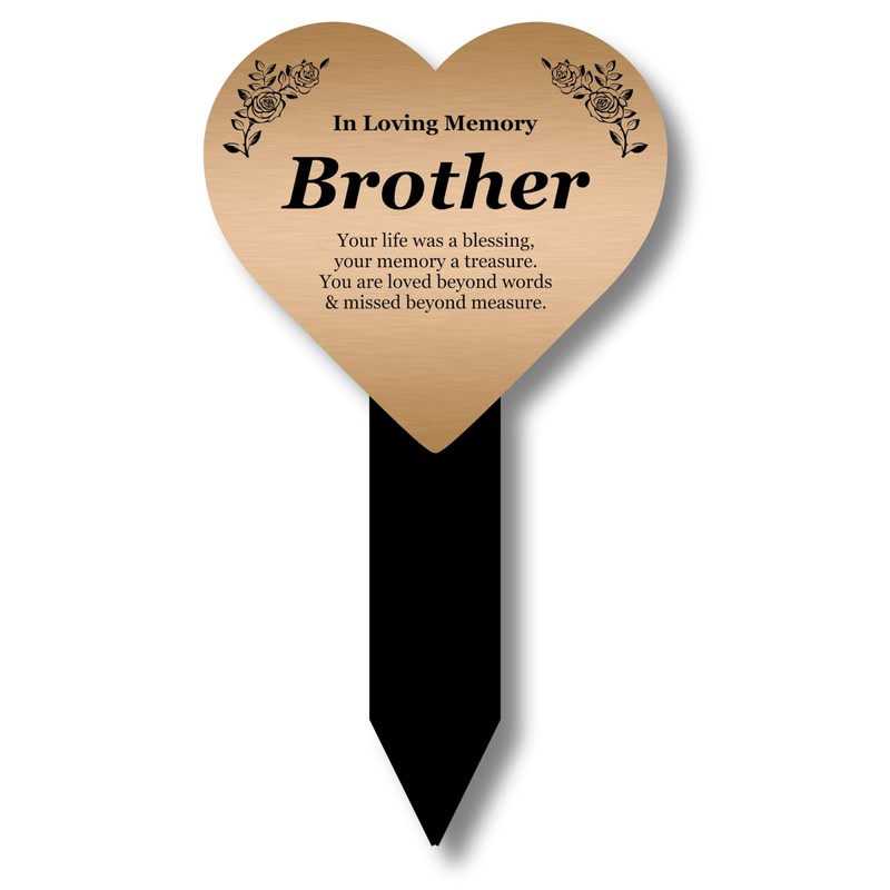 OriginDesigned Brother Heart Shaped Engraved Memorial Plaque Stake - Copper