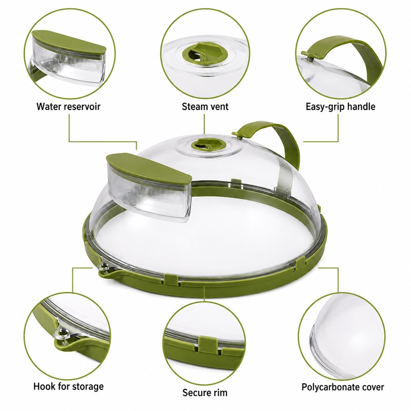 Clear Microwave Food Cover for Reheating – Vented Splatter Guard