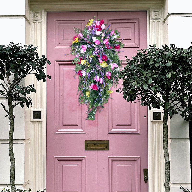Artificial Flower Wreath Wreath with Lilacs Hyacinths Hydrangeas Spring Summer