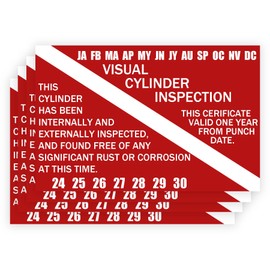 Generic Scuba Tank Visual Inspection Sticker 5×7 Inch Scuba Visual Cylinder Tag Years 2024-2030 (20 Pack) (RED)