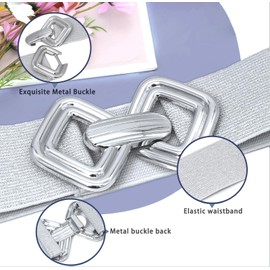 LXOrdora Stretchy Wide Belts for Women Elastic Waist Belts for Dresses Bling Silver 85cm/34in
