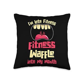 Health Enthusiast Food Lover, Fitness Waffle Into My Mouth Throw Pillow, 16x16, Multicolor
