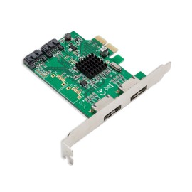 IO CREST SI-PEX40058 - Tarjeta controladora (2 Puertos, SATA III, 2 Puertos, eSATA III, PCIe 2.0, 2 hiperduo), Color Verde
