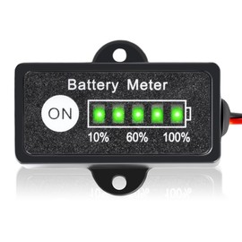 12V 24V 36V 48V Battery Indicator, Waterproof Universal LED Display Ba-ttery Meter Gauge for Lithium, LiFePO4, Lead-Acid (48V Lithium Battery Indicator)