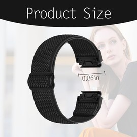 22mm Watch Straps,Quick Release Reflex Active Smart Watch Replacement Strap Elastic Nylon Bands Suitable for Try Most Watches with Adjustable Buckle and Design,Durable,Reusable,Comfort,Popular,Black