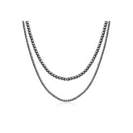 Western Navajo Pearl Choker Necklace Boho Layered Beaded Necklaces Adjustable Vintage Choker Statement Jewelry Gifts for Women Men (Two)