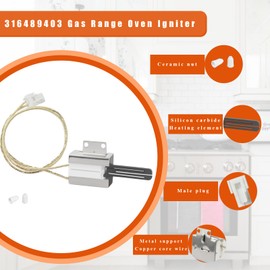 2025 Upgrade 316489403 Gas Range Oven Igniter Replace 5304508786 Oven Igniter Compatible With Frigidaire BGGF DGGF CGGF FGGF,Kenmore 790,Tappan Crosley Electrolux Gas Range Oven Stove,1-Year Warranty