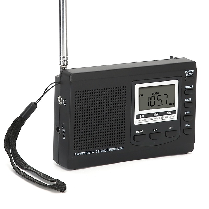 Portable Mini Radios FM/MW/SW Receiver with Digital Alarm Clock FM