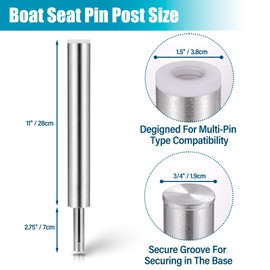 ChimimeDecor Boat Seat Post 11" Height, Boat Seat Pedestals Aluminum,Boat Pedestal Post Fits 7" X 7" Marine Bases, Boat Seating Accessories