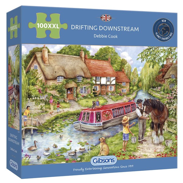 Drifting Downstream 100 Extra Large Piece Jigsaw Puzzle for Adults | Sustainable Puzzle for Adults | Great Gift for Adults | Gibsons Games
