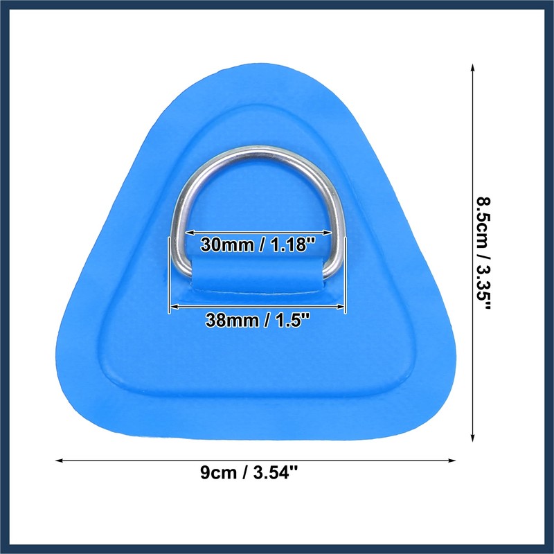 INFINAUTO 4pcs D Ring Patch PVC Stainless Steel Triangle Shape