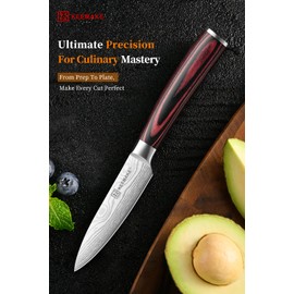 KEEMAKE Professional Paring Knife – Razor-Sharp 3.5" Fruit Knife High Carbon Stainless Steel for Peeling, Slicing, Ergonomic Handle, Ideal for Fruits, Veggies & Precision Kitchen Tasks with Sheath