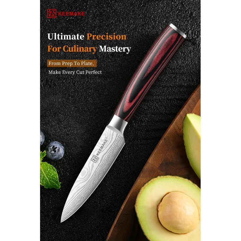 KEEMAKE Professional Paring Knife – Razor-Sharp 3.5" Fruit Knife High