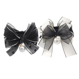 Healeved 3sets Hair Bow Clips Elegant Pearl Claw Hair Clips Barrettes for Women Bow Design 2pcs*3