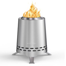 Onlyfire 2 in 1 Smokeless Fire Pit with Pot Bracket & Carry Bag, 8” Portable Tabletop Fire Place, Wood Burning Mini Firepit for Outdoor Camping Tailgating Patio Backyard, Stainless Steel, Silver FP045