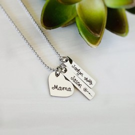 Birth Month Flower and Name Mothers Charm Necklace, Gift for Mom- Multiple Colors and Chain Lengths