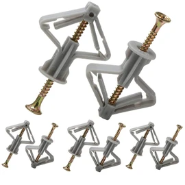 Plasterboard Wall,Plugs and Screws/Wall Fixing Plastic Expansion/Plug Anchor Bolts Anti Rotate Heavy Duty with Countersunk Screws for TV Wall Brackets Hollow Drywall Cavity (Grey, 30PCS)